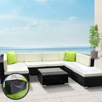 Gardeon 8-Piece Outdoor Sofa Set Wicker Couch Lounge Setting Cover - Furniture > Outdoor