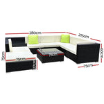 Gardeon 9-Piece Outdoor Sofa Set Wicker Couch Lounge Setting 7 Seater - Furniture > Outdoor