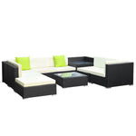 Gardeon 9-Piece Outdoor Sofa Set Wicker Couch Lounge Setting 7 Seater - Furniture > Outdoor
