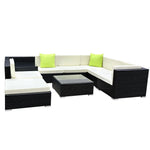 Gardeon 9-Piece Outdoor Sofa Set Wicker Couch Lounge Setting 7 Seater - Furniture > Outdoor