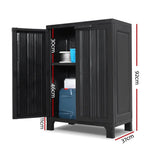 Gardeon 92cm Outdoor Storage Cabinet Box Lockable Cupboard Sheds Garage Adjustable Black - Home & Garden > Storage