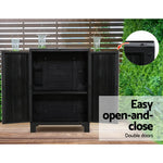 Gardeon 92cm Outdoor Storage Cabinet Box Lockable Cupboard Sheds Garage Adjustable Black - Home & Garden > Storage