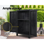 Gardeon 92cm Outdoor Storage Cabinet Box Lockable Cupboard Sheds Garage Adjustable Black - Home & Garden > Storage