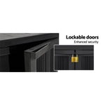 Gardeon 92cm Outdoor Storage Cabinet Box Lockable Cupboard Sheds Garage Adjustable Black - Home & Garden > Storage