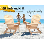 Gardeon Adirondack Outdoor Chairs Wooden Beach Chair Patio Furniture Garden Natural Set of 2 - Furniture > Outdoor >