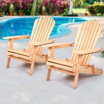 Gardeon Adirondack Outdoor Chairs Wooden Beach Chair Patio Furniture Garden Natural Set of 2 - Furniture > Outdoor >