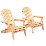Gardeon Adirondack Outdoor Chairs Wooden Beach Chair Patio Furniture Garden Natural Set of 2 - Furniture > Outdoor >