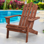 Gardeon Adirondack Outdoor Chairs Wooden Beach Chair Patio Furniture Garden Brown - Furniture > Outdoor > Outdoor Chairs