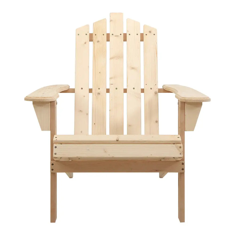 Gardeon Adirondack Outdoor Chairs Wooden Beach Chair Patio Furniture Garden Natural - Furniture > Outdoor > Outdoor