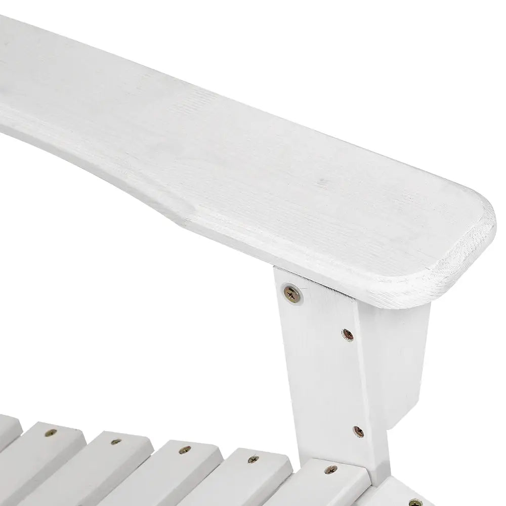 Gardeon Adirondack Outdoor Chairs Wooden Beach Chair Patio Furniture Garden White - Furniture > Outdoor