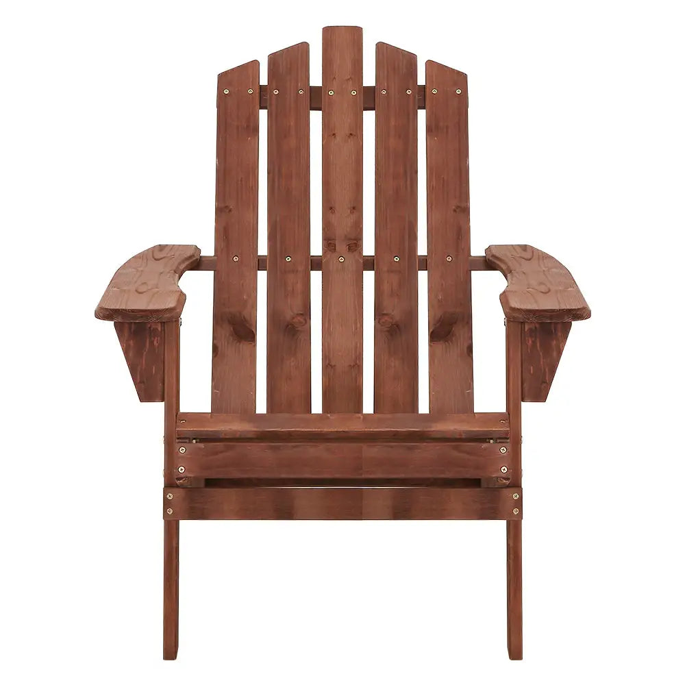 Gardeon Adirondack Outdoor Chairs Wooden Beach Chair Patio Furniture Garden Brown - Furniture > Outdoor > Outdoor Chairs