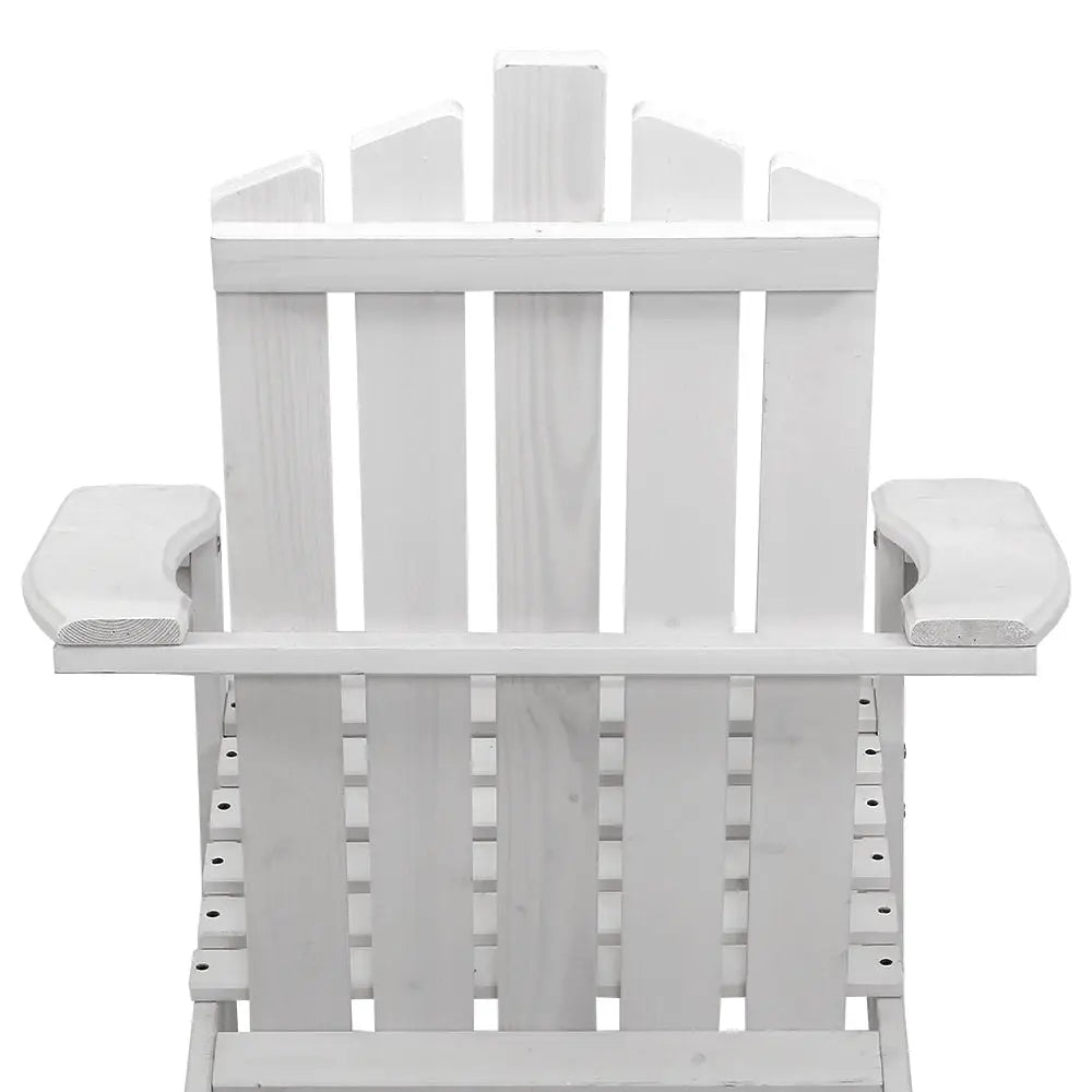 Gardeon Adirondack Outdoor Chairs Wooden Beach Chair Patio Furniture Garden White - Furniture > Outdoor