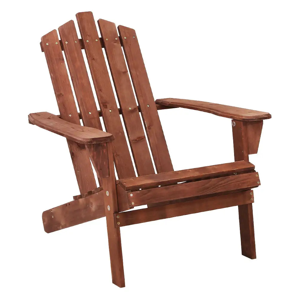 Gardeon Adirondack Outdoor Chairs Wooden Beach Chair Patio Furniture Garden Brown - Furniture > Outdoor > Outdoor Chairs