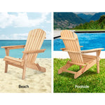 Gardeon Adirondack Outdoor Chairs Wooden Beach Chair Patio Furniture Garden Natural Set of 2 - Furniture > Outdoor >