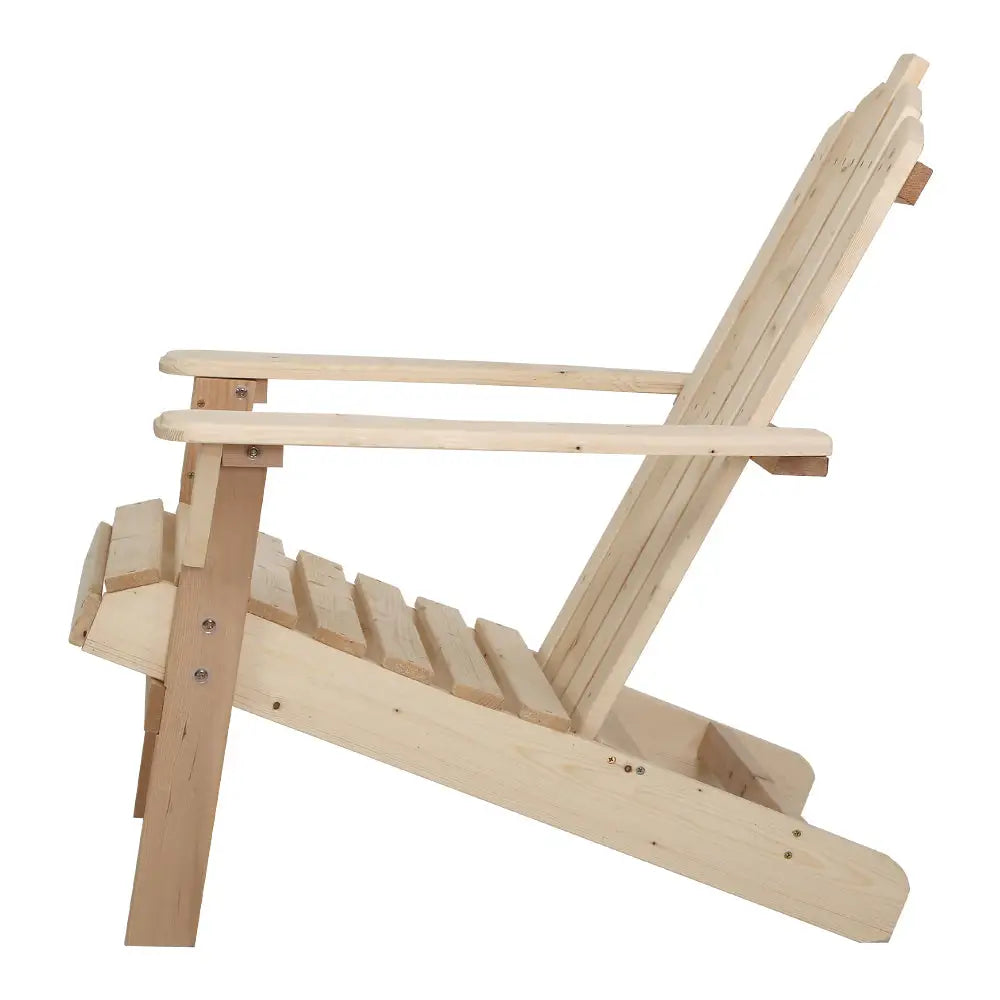 Gardeon Adirondack Outdoor Chairs Wooden Beach Chair Patio Furniture Garden Natural - Furniture > Outdoor > Outdoor