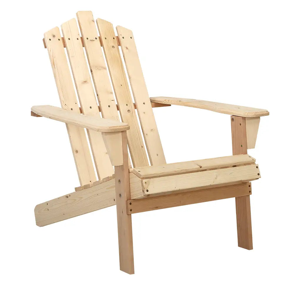 Gardeon Adirondack Outdoor Chairs Wooden Beach Chair Patio Furniture Garden Natural - Furniture > Outdoor > Outdoor