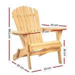 Gardeon Adirondack Outdoor Chairs Wooden Beach Chair Patio Furniture Garden Natural - Furniture > Outdoor > Outdoor