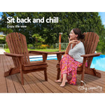 Gardeon Adirondack Outdoor Chairs Wooden Foldable Beach Chair Patio Furniture Brown - Furniture > Outdoor > Outdoor