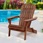 Gardeon Adirondack Outdoor Chairs Wooden Foldable Beach Chair Patio Furniture Brown - Furniture > Outdoor > Outdoor