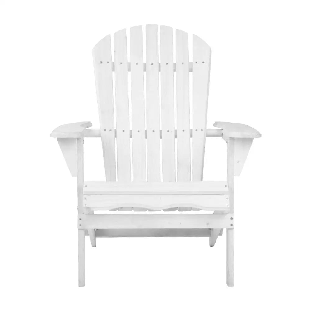 Gardeon Adirondack Outdoor Chairs Wooden Foldable Beach Chair Patio Furniture White - Furniture > Outdoor > Outdoor