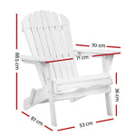 Gardeon Adirondack Outdoor Chairs Wooden Foldable Beach Chair Patio Furniture White - Furniture > Outdoor > Outdoor
