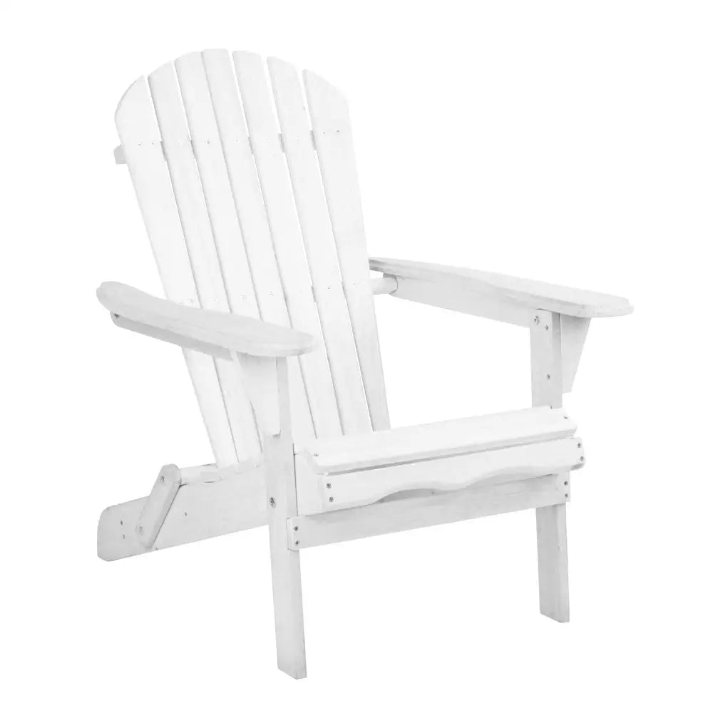 Gardeon Adirondack Outdoor Chairs Wooden Foldable Beach Chair Patio Furniture White - Furniture > Outdoor > Outdoor