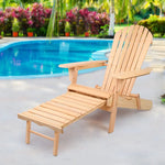 Gardeon Adirondack Outdoor Chairs Wooden Sun Lounge Patio Furniture Garden Natural - Furniture > Outdoor