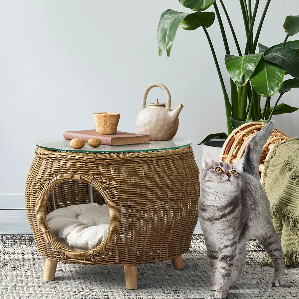 Gardeon Coffee Side Table Wicker Aluminium Desk Pet Bed Storage Outdoor Furniture - Furniture > Outdoor