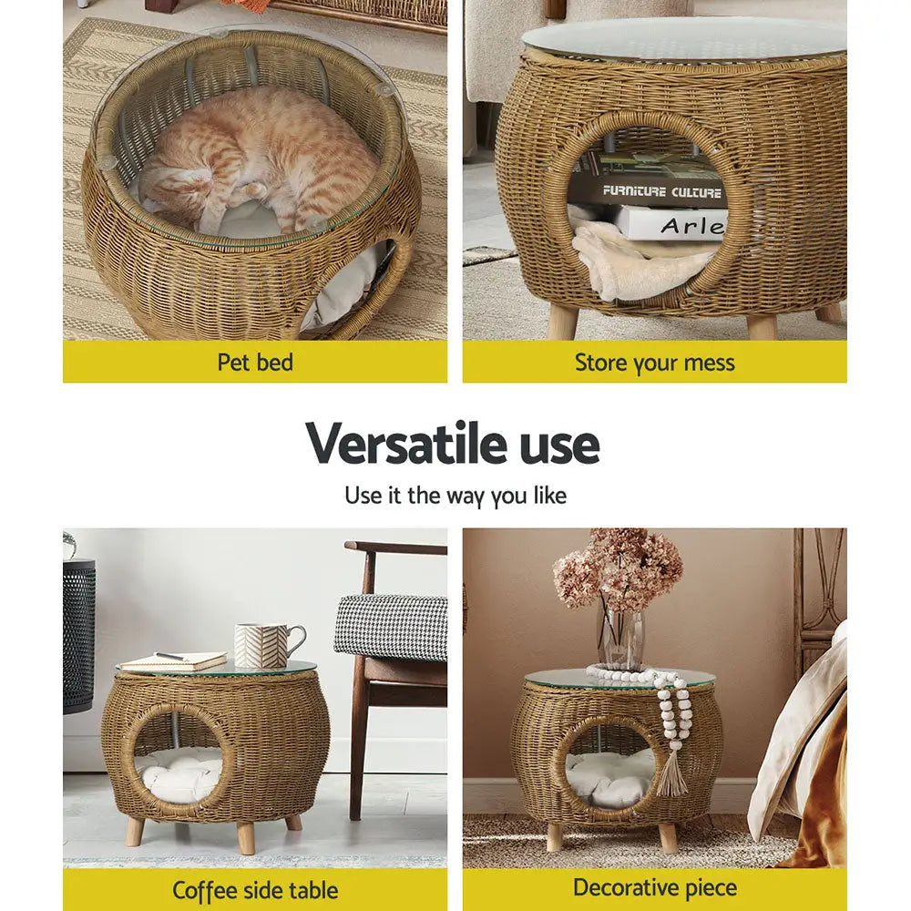 Gardeon Coffee Side Table Wicker Aluminium Desk Pet Bed Storage Outdoor Furniture - Furniture > Outdoor