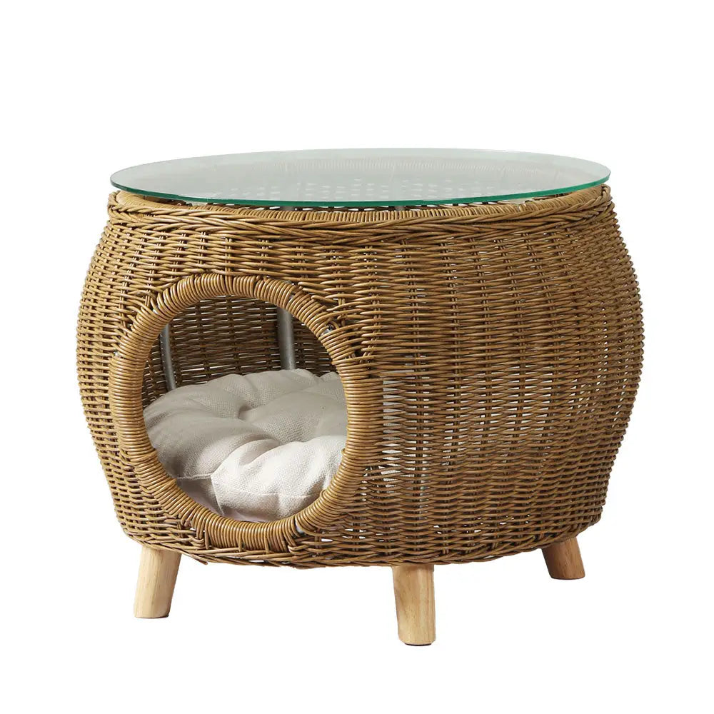 Gardeon Coffee Side Table Wicker Aluminium Desk Pet Bed Storage Outdoor Furniture - Furniture > Outdoor