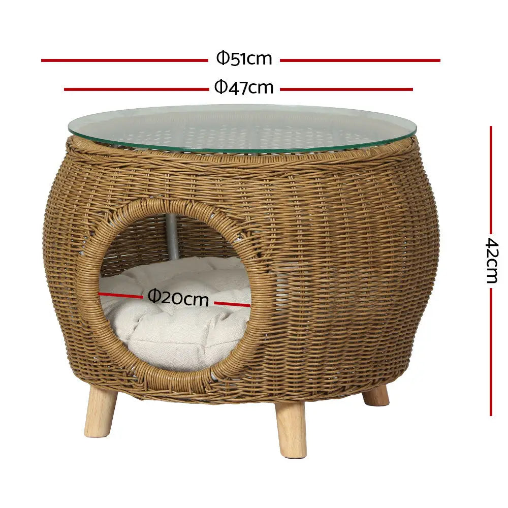 Gardeon Coffee Side Table Wicker Aluminium Desk Pet Bed Storage Outdoor Furniture - Furniture > Outdoor
