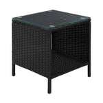 Gardeon Coffee Side Table Wicker Desk Rattan Outdoor Furniture Garden Black - Furniture > Outdoor
