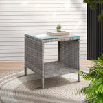 Gardeon Coffee Side Table Wicker Desk Rattan Outdoor Furniture Garden Grey - Furniture > Outdoor > Outdoor Chairs