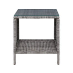 Gardeon Coffee Side Table Wicker Desk Rattan Outdoor Furniture Garden Grey - Furniture > Outdoor > Outdoor Chairs