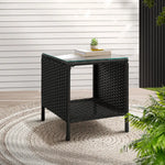 Gardeon Coffee Side Table Wicker Desk Rattan Outdoor Furniture Garden Black - Furniture > Outdoor