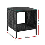 Gardeon Coffee Side Table Wicker Desk Rattan Outdoor Furniture Garden Black - Furniture > Outdoor