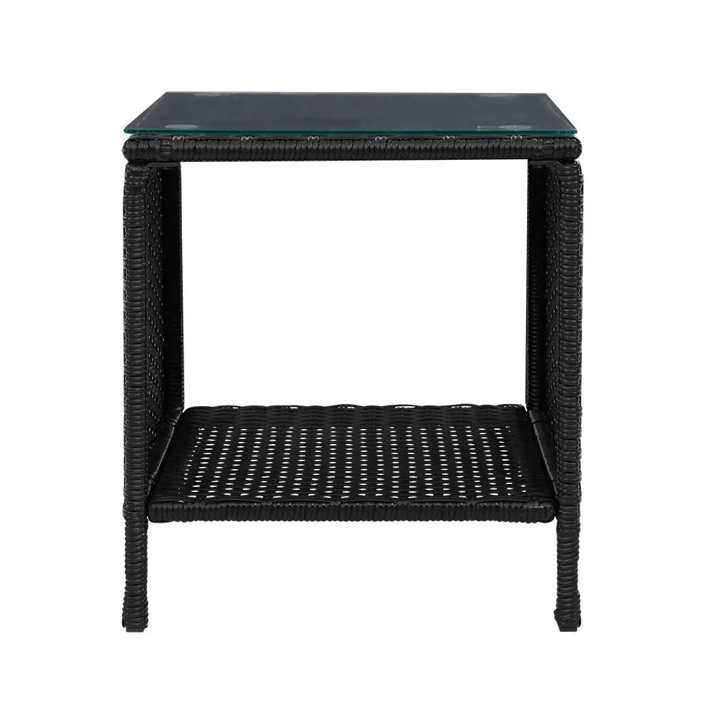 Gardeon Coffee Side Table Wicker Desk Rattan Outdoor Furniture Garden Black - Furniture > Outdoor