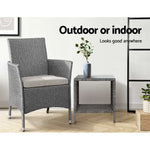 Gardeon Coffee Side Table Wicker Desk Rattan Outdoor Furniture Garden Grey - Furniture > Outdoor > Outdoor Chairs