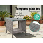 Gardeon Coffee Side Table Wicker Desk Rattan Outdoor Furniture Garden Grey - Furniture > Outdoor > Outdoor Chairs