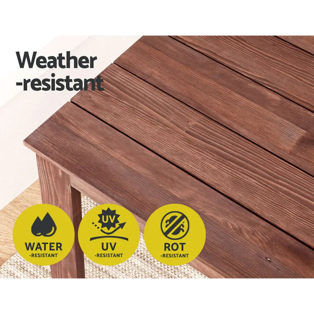 Gardeon Coffee Side Table Wooden Desk Outdoor Furniture Camping Garden Brown - Furniture > Outdoor