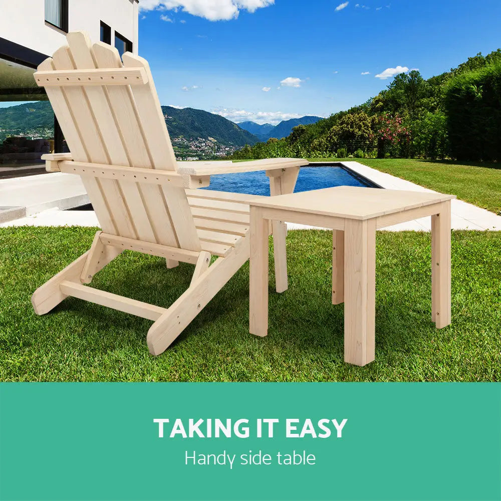 Gardeon Coffee Side Table Wooden Desk Outdoor Furniture Camping Garden Natural - Furniture > Outdoor