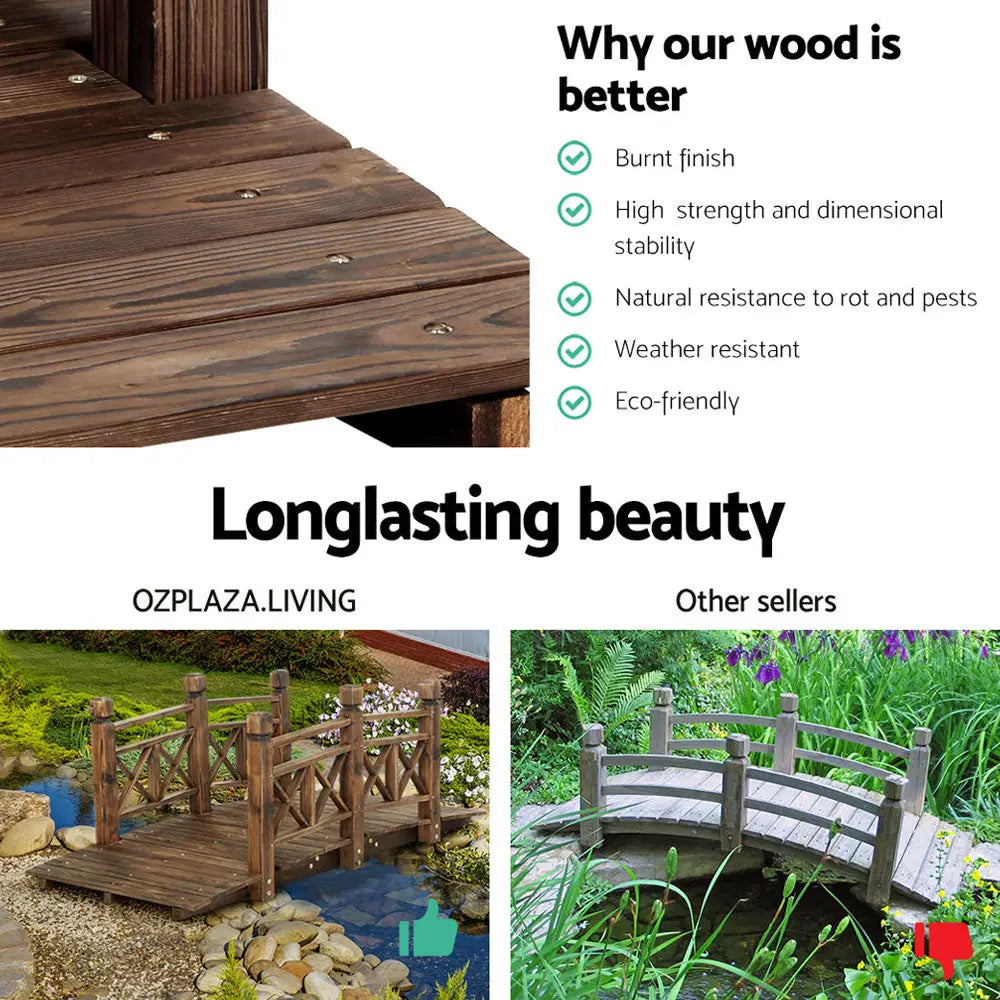 Gardeon Garden Decor Outdoor Ornament Wooden Bridge 150cm - Furniture > Outdoor