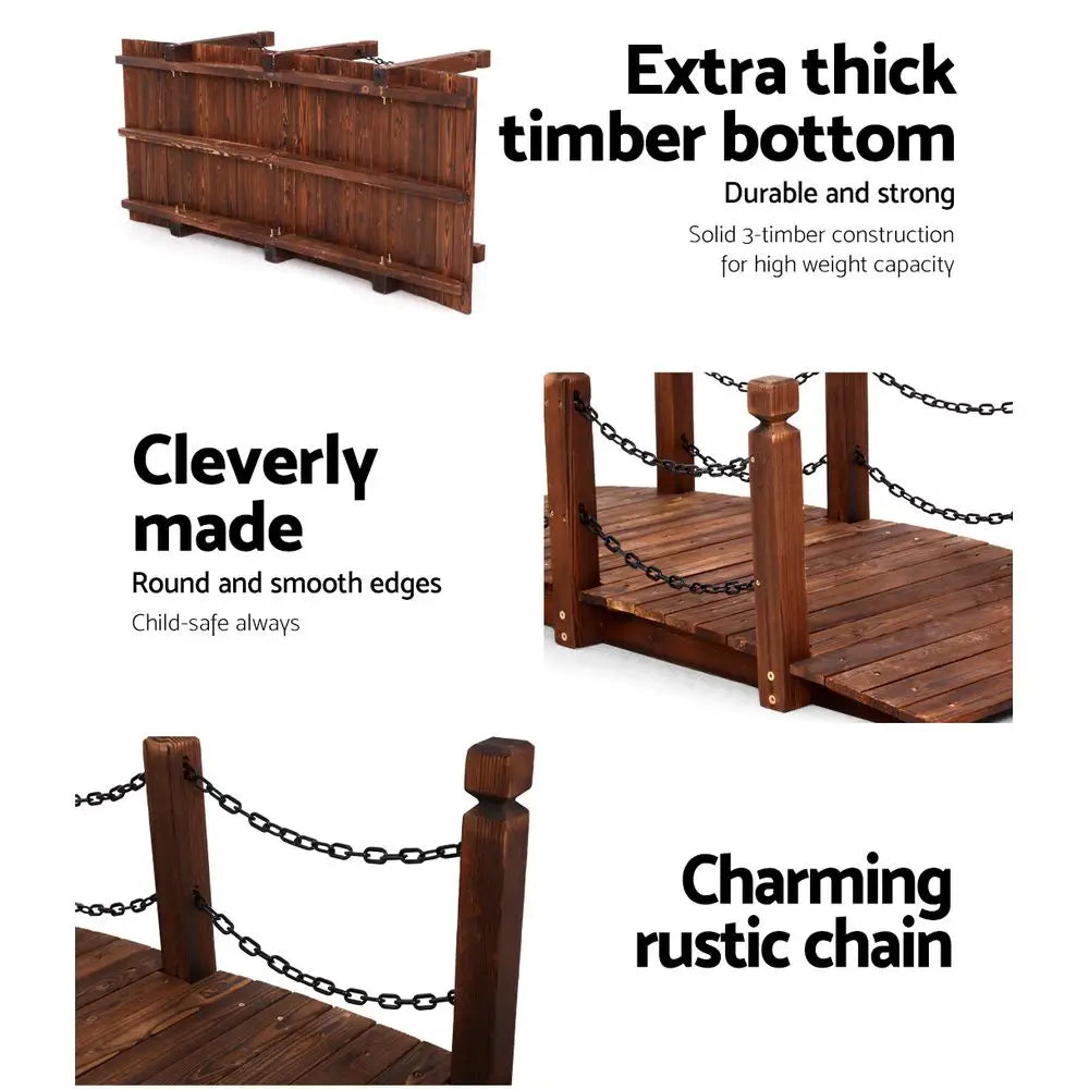 Gardeon Garden Decor Outdoor Ornament Wooden Bridge Chain 160cm - Home & Garden > Decor