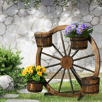 Gardeon Garden Decor Plant Stand Outdoor Ornament Wooden Wagon Wheel 80cm - Furniture > Outdoor