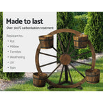 Gardeon Garden Decor Plant Stand Outdoor Ornament Wooden Wagon Wheel 80cm - Furniture > Outdoor