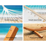 Gardeon Hammock Bed Outdoor Camping Garden Tassel Timber Hammock White - Home & Garden > Hammocks