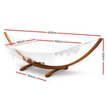 Gardeon Hammock Bed Outdoor Camping Garden Tassel Timber Hammock White - Home & Garden > Hammocks