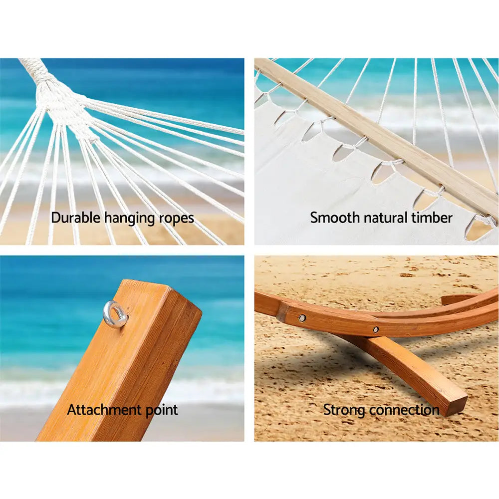 Gardeon Hammock Bed Outdoor Camping Garden Timber Hammock with Stand - Home & Garden > Hammocks