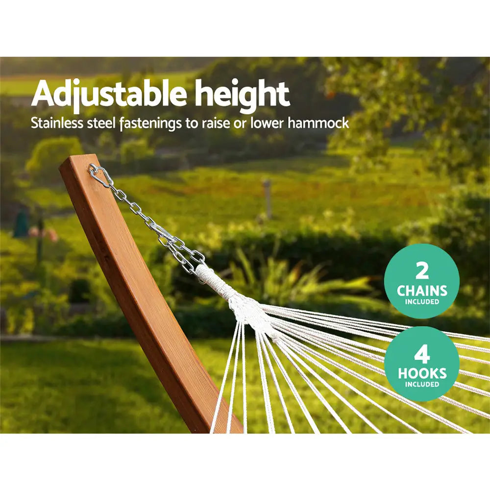 Gardeon Hammock Bed Outdoor Camping Garden Timber Hammock with Stand - Home & Garden > Hammocks
