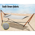 Gardeon Hammock Bed Outdoor Camping Timber Hammock with Stand Grey - Furniture > Outdoor